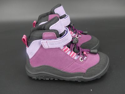 bLIFESTYLE Barfußschuh steinbockSTYLE TEX in Beere – wasserdichter Kinderschuh mit Klettverschluss,…