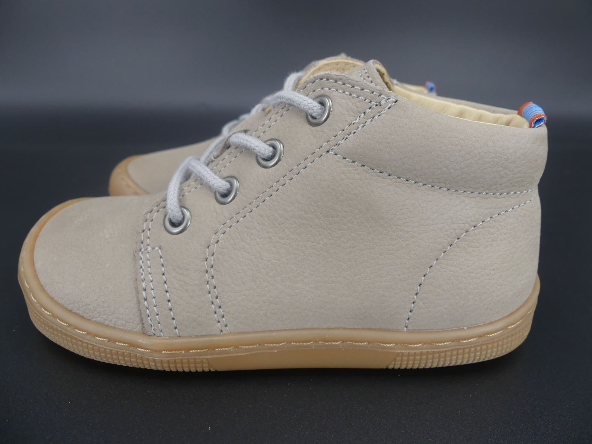 KOEL Deli 2.0 Grey Barfußschuhe Kinder aus Leder mit Schnürung