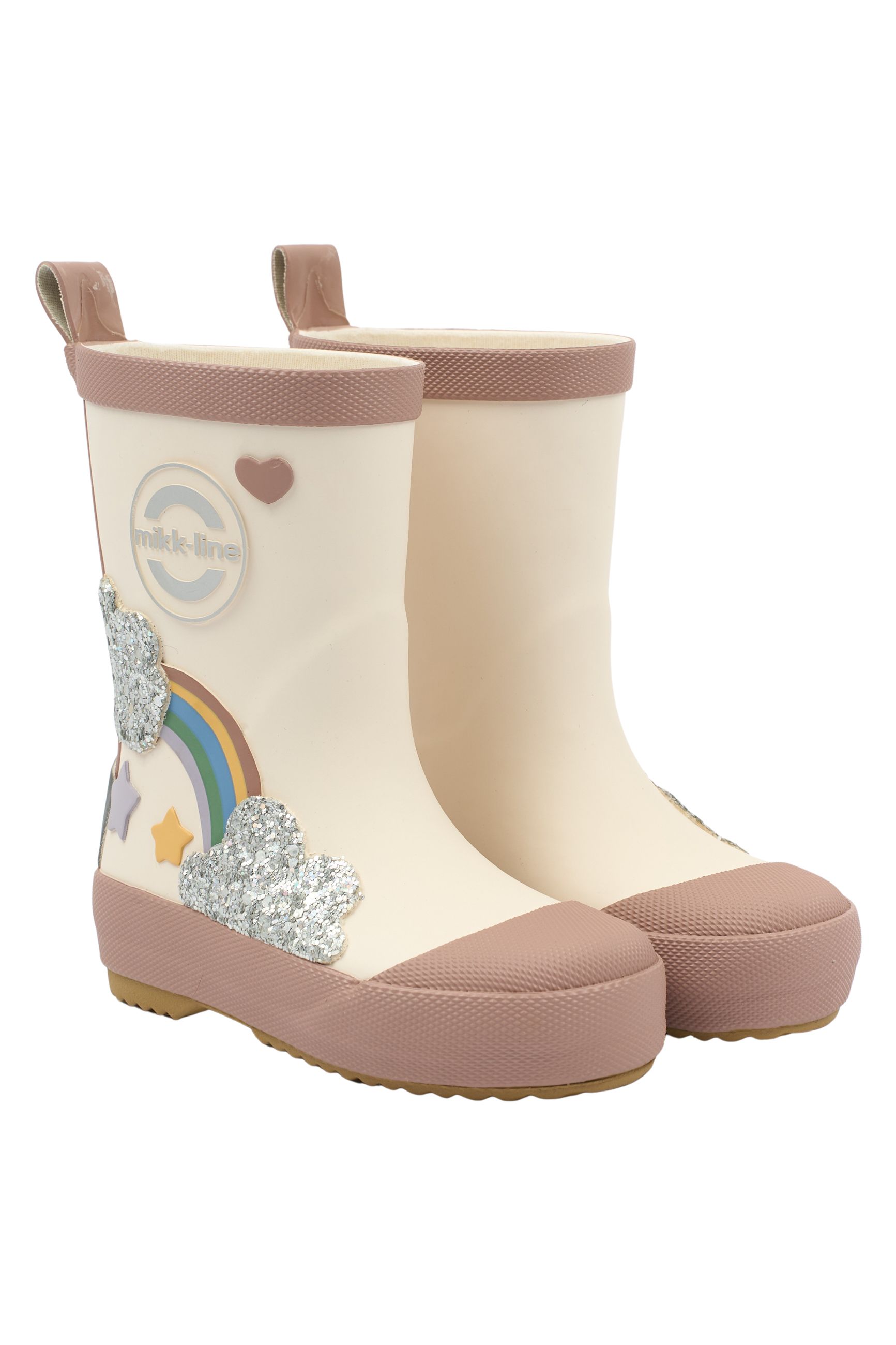 Mikk-Line White Swan Matschstiefel mit 3D-Regenbogen