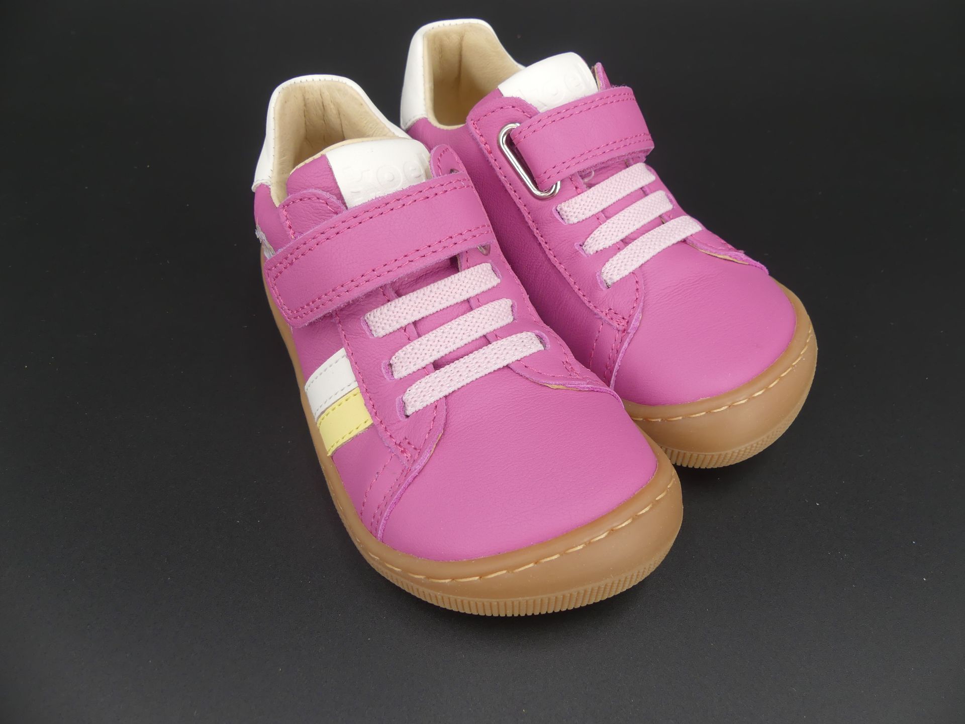 KOEL Dakota Einhorn Fuchsia Barfußschuhe Mädchen aus Leder mit Klett für Kita Alltag Spielplatz