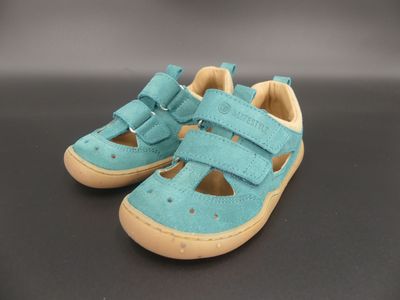 Kammolchstyle in Petrol – geschlossener Barfußschuh mit zwei Klettverschlüssen