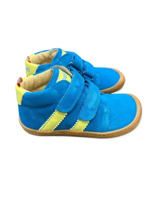 KOEL | David suede | cyan KOEL David Suede Cyan Barfußschuhe Jungen aus Veloursleder mit Klett für Kita Schule Alltag