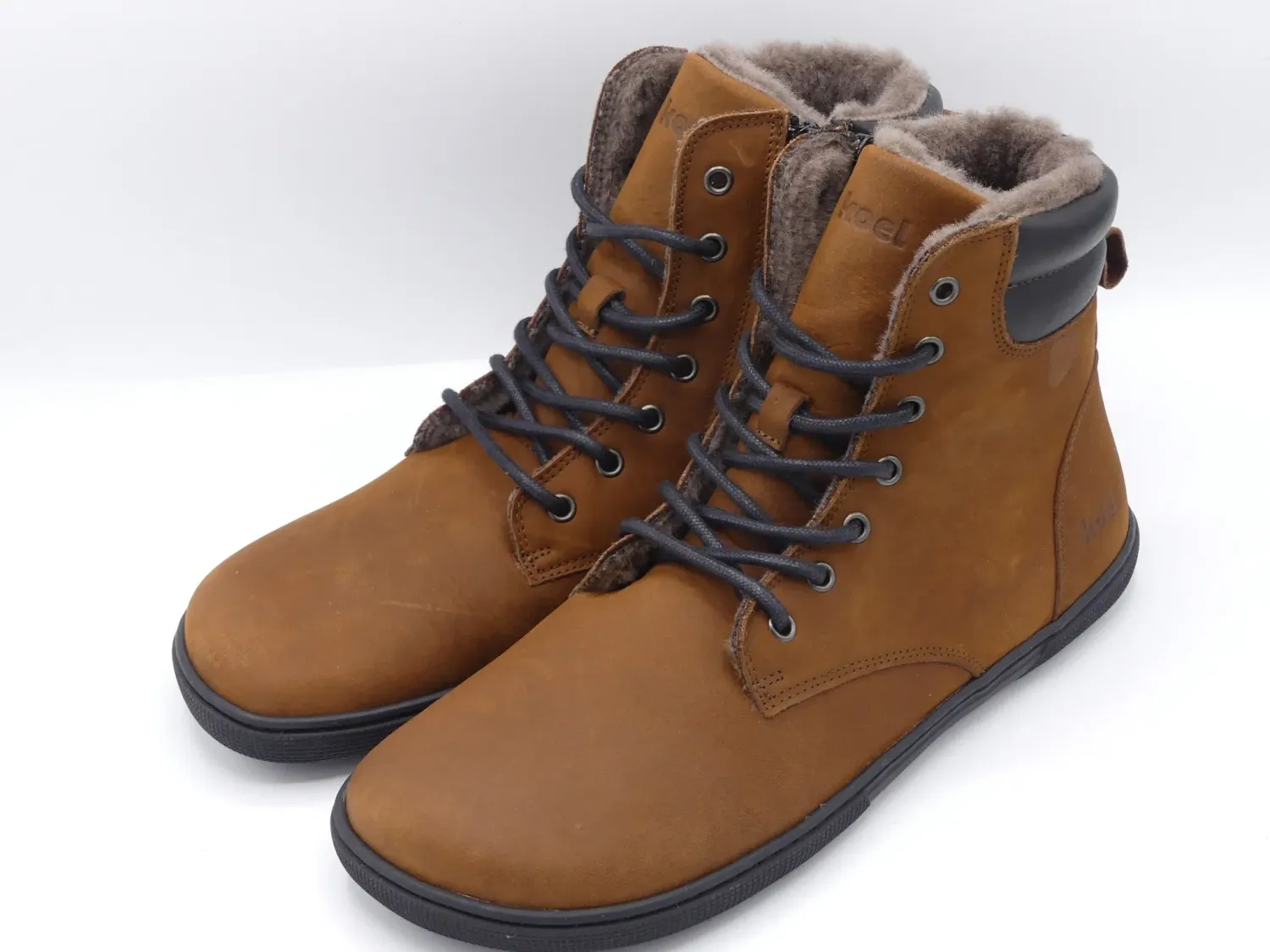 KOEL FLORENCE Lammwoll-Boots Chocolate – warme Barfußschuhe für Damen KOEL Florence Chocolate Winter Barfußboots Damen aus Leder mit Lammwolle