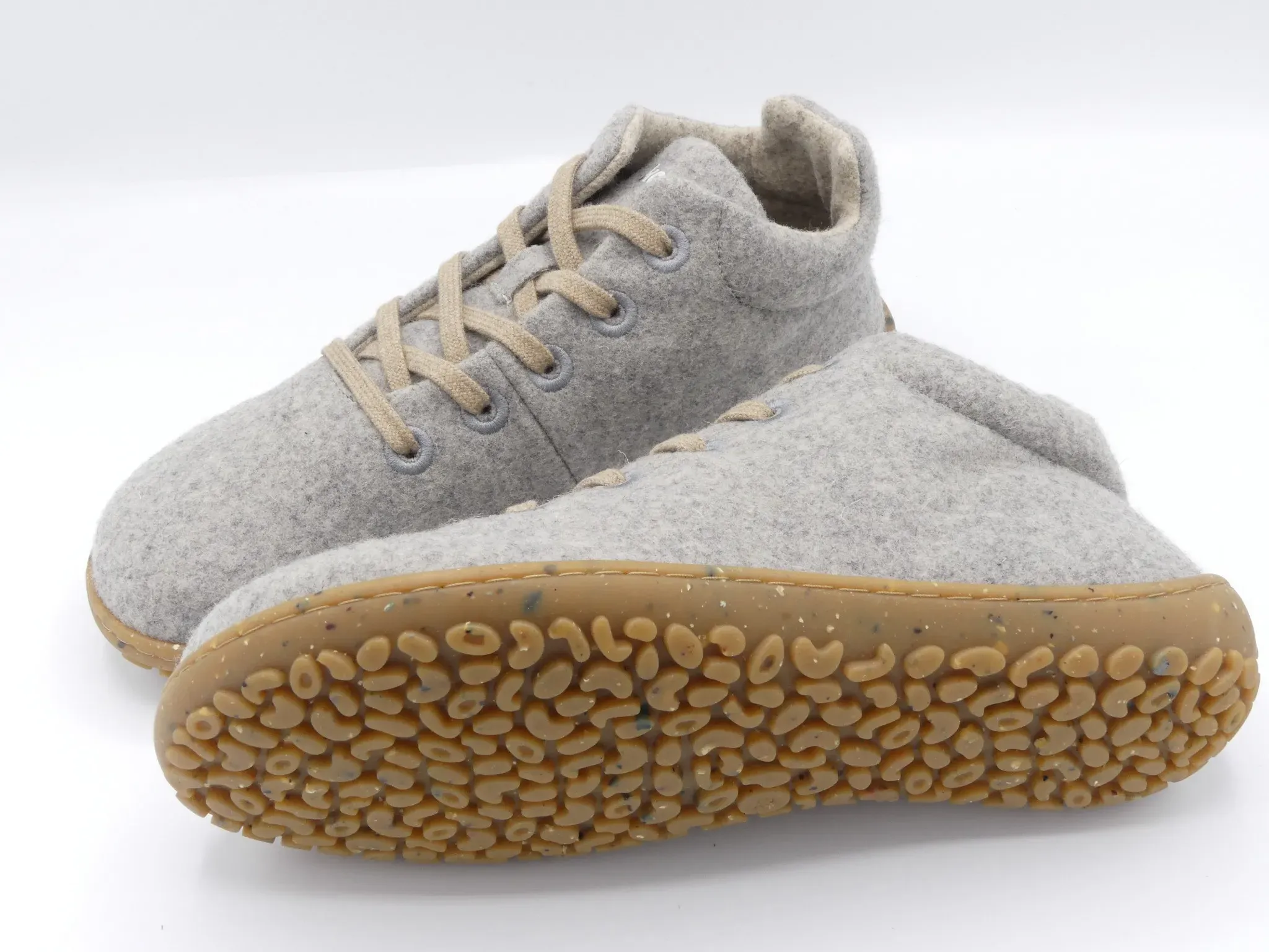 KOEL INA Eco Merino Grau – Paaransicht Midcut Woll-Barfußschuhe