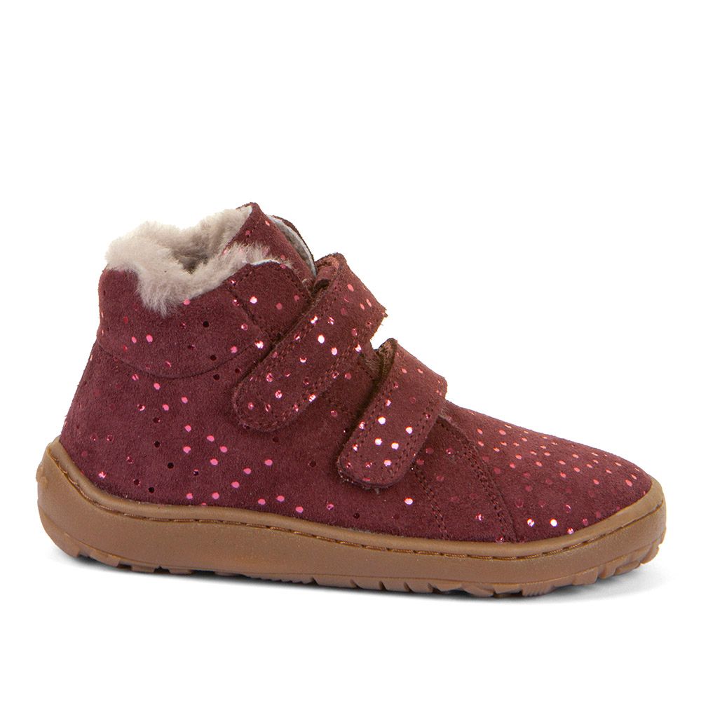 Froddo Winter Furry Bordeaux Barfuß Winterstiefel Mädchen aus Leder mit warmem Lammfellfutter