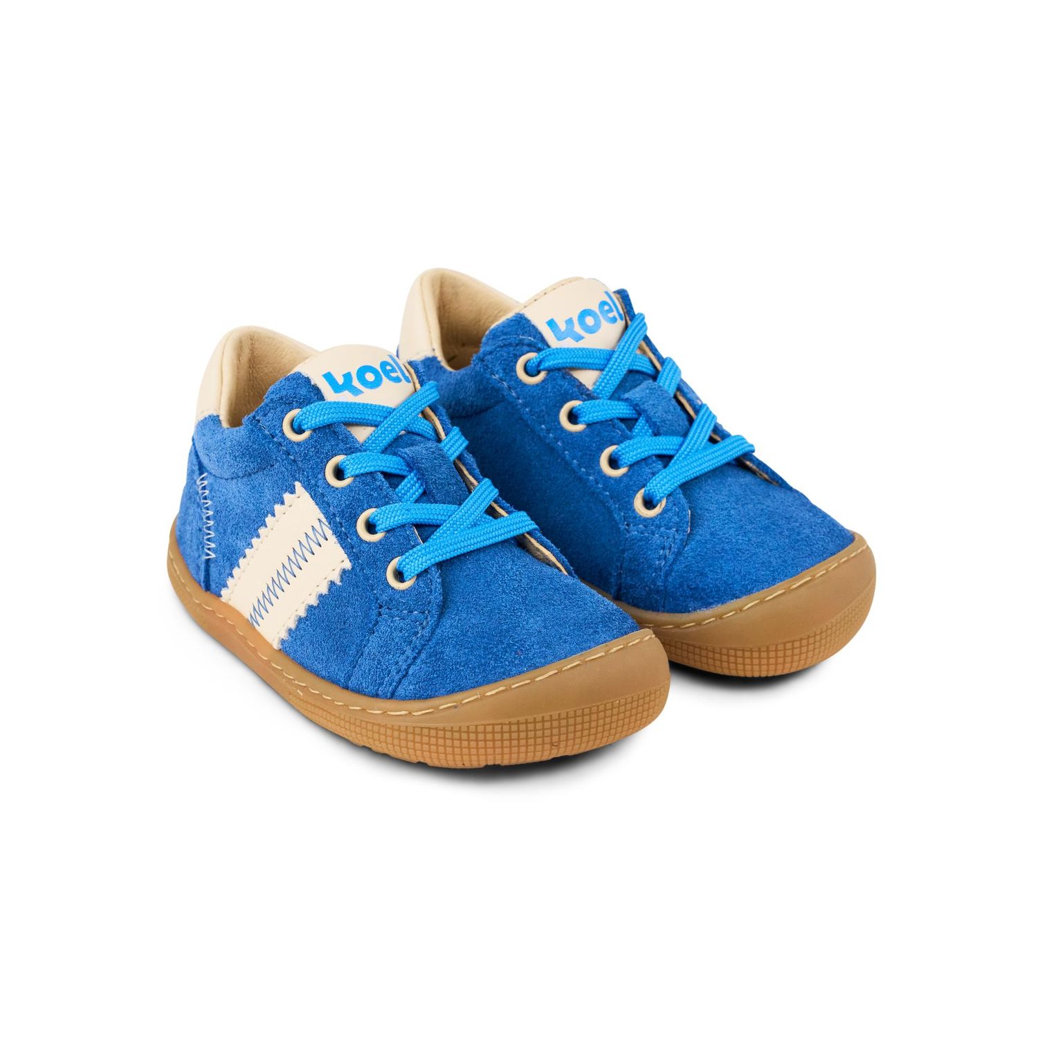 KOEL Dallas Barfußschuhe für Kinder in Jeansblau aus Veloursleder mit breiter Zehenbox und flexibler Laufsohle
