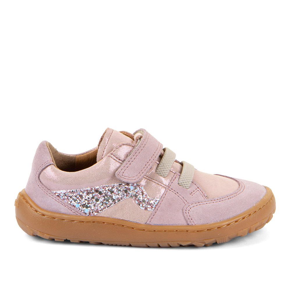 Froddo Barefoot Sneaker RIVER Pink Shine – Kinder Barfußsneaker in Rosa mit Glitzer-Detail, Klettverschluss und flexibler Soh