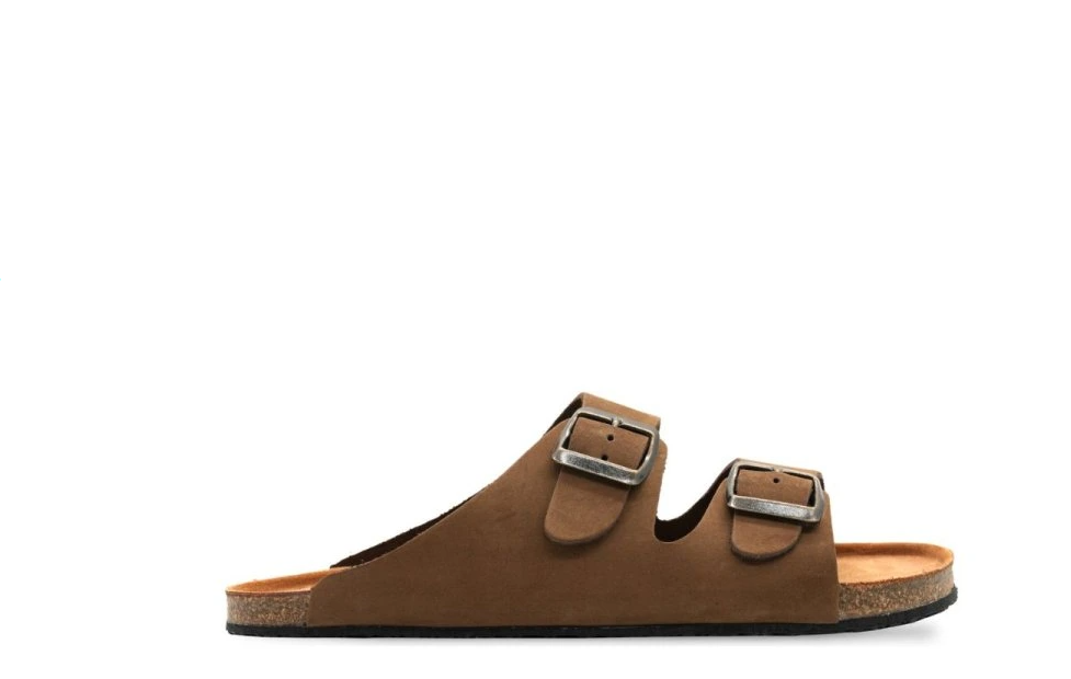 Aylla Thak Kids Barfuß-Pantoffel Braun aus Leder – Kinder-Slipper mit zwei verstellbaren Schnallen, flexible Sohle