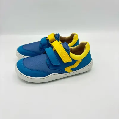 bLIFESTYLE krokodilSTYLE Türkis Barfußschuh vegan bLifestyle Krokodilstyle Kinder Barfußsneaker in Blau-Gelb für Alltag und Schule