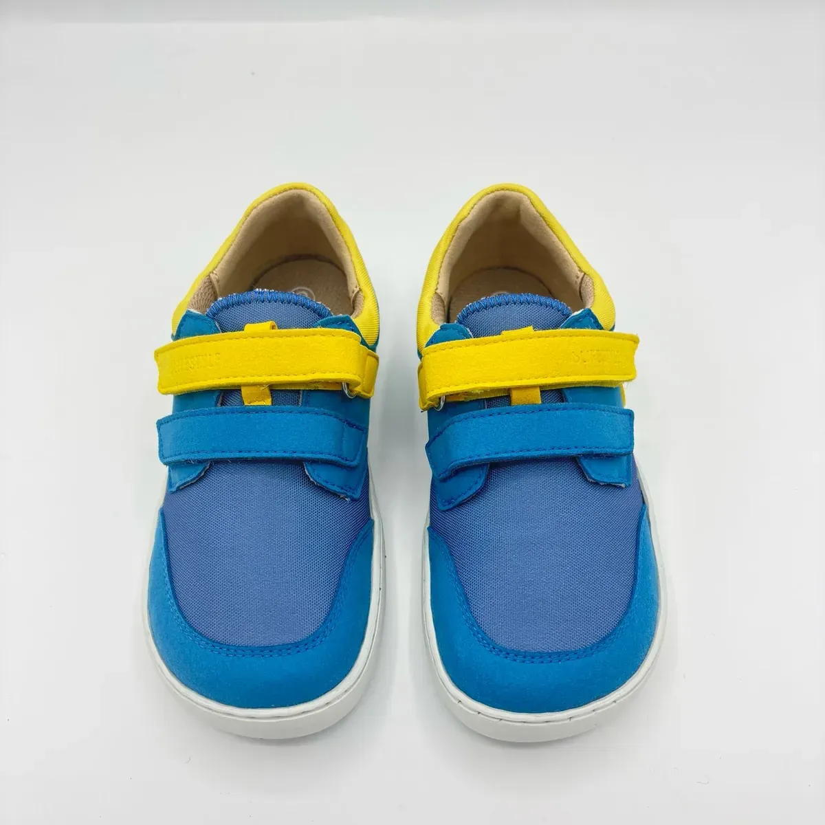 bLifestyle Krokodilstyle Kinder Barfußsneaker in Blau-Gelb für Alltag und Schule