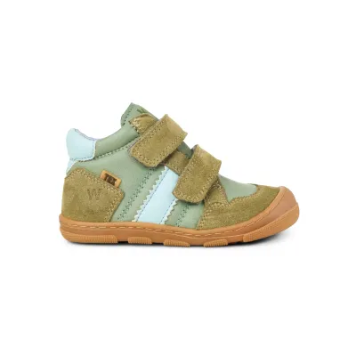 KOEL Kabriel W Cotton 3.0 Olive – Kinder Barfußschuhe mit Klettverschluss KOEL Kabriel W Cotton 3.0 Olive Kinder Barfußschuh Seitenansicht Klettverschluss