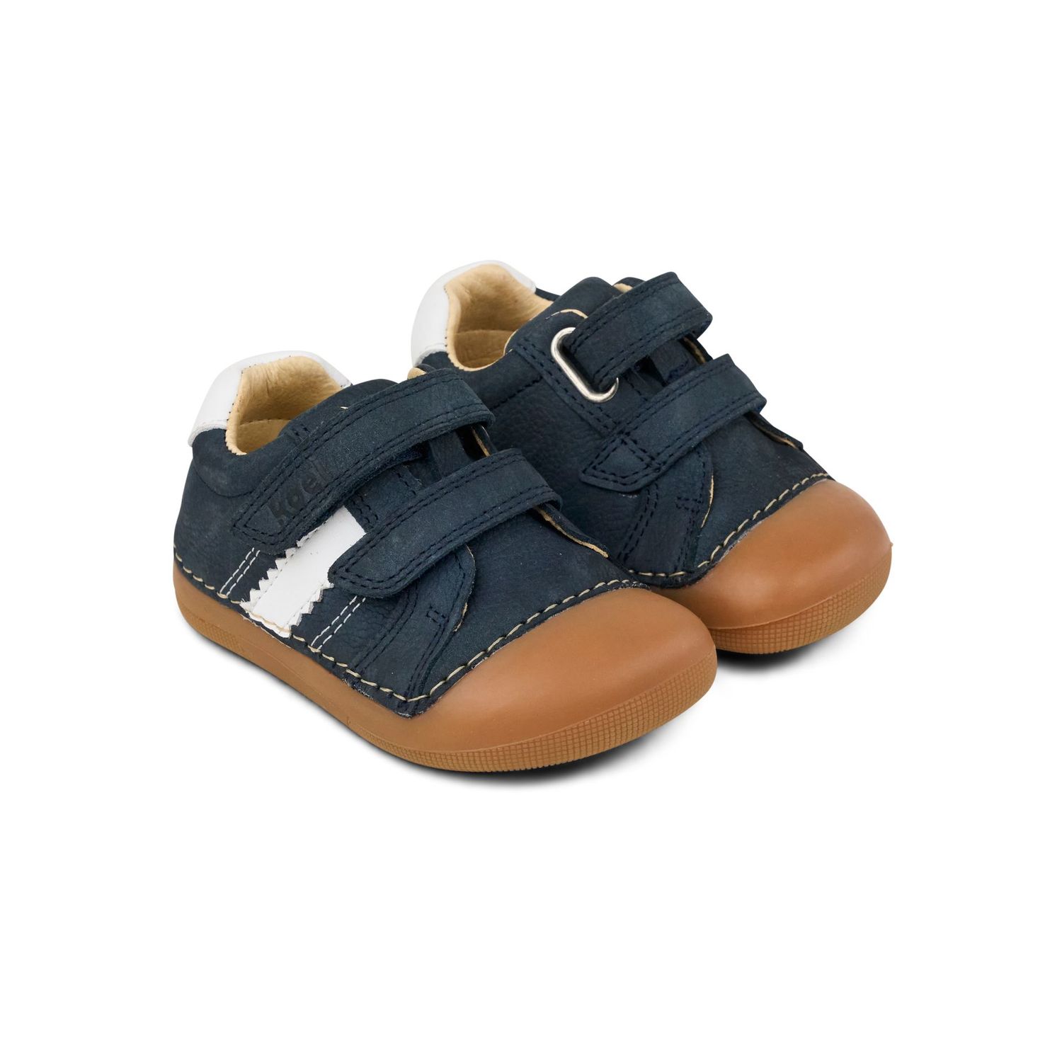 KOEL Archie Leather 3.0 Navy Lauflerner Kinder Barfußschuhe – Paar Leder Lauflernschuhe mit Klettverschluss und breiter Zehen