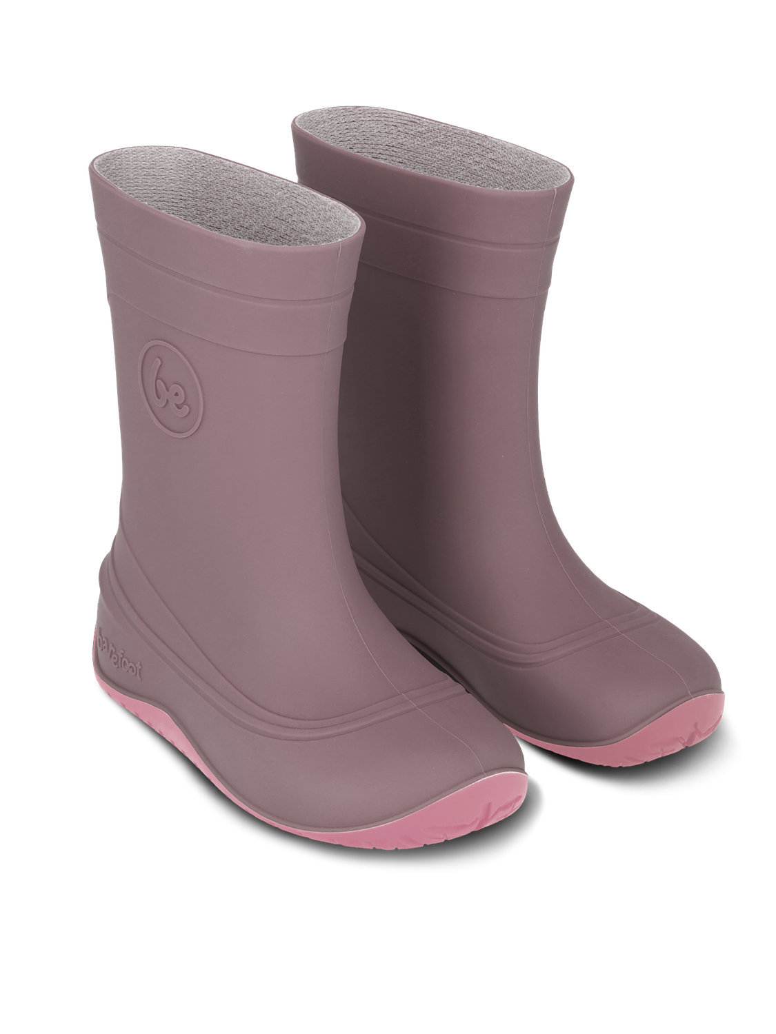 Be Lenka Pudds Kinder Barfuß-Gummistiefel Misty Pink – Paaransicht mit leichter, flexibler Form