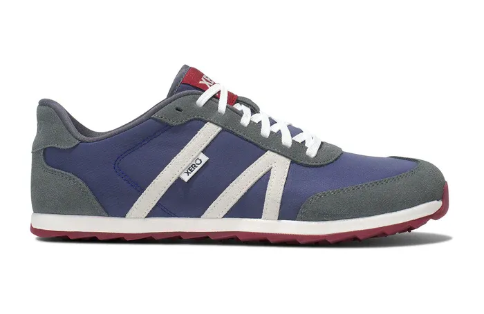 XERO Wynn Herren Barfuß Sneaker blau grau rot Paar schräg