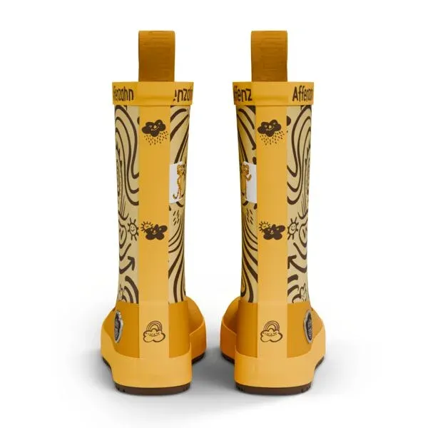 Affenzahn Gummistiefel Plashy Tiger Kinder gelb Vorderansicht Barfußgummistiefel