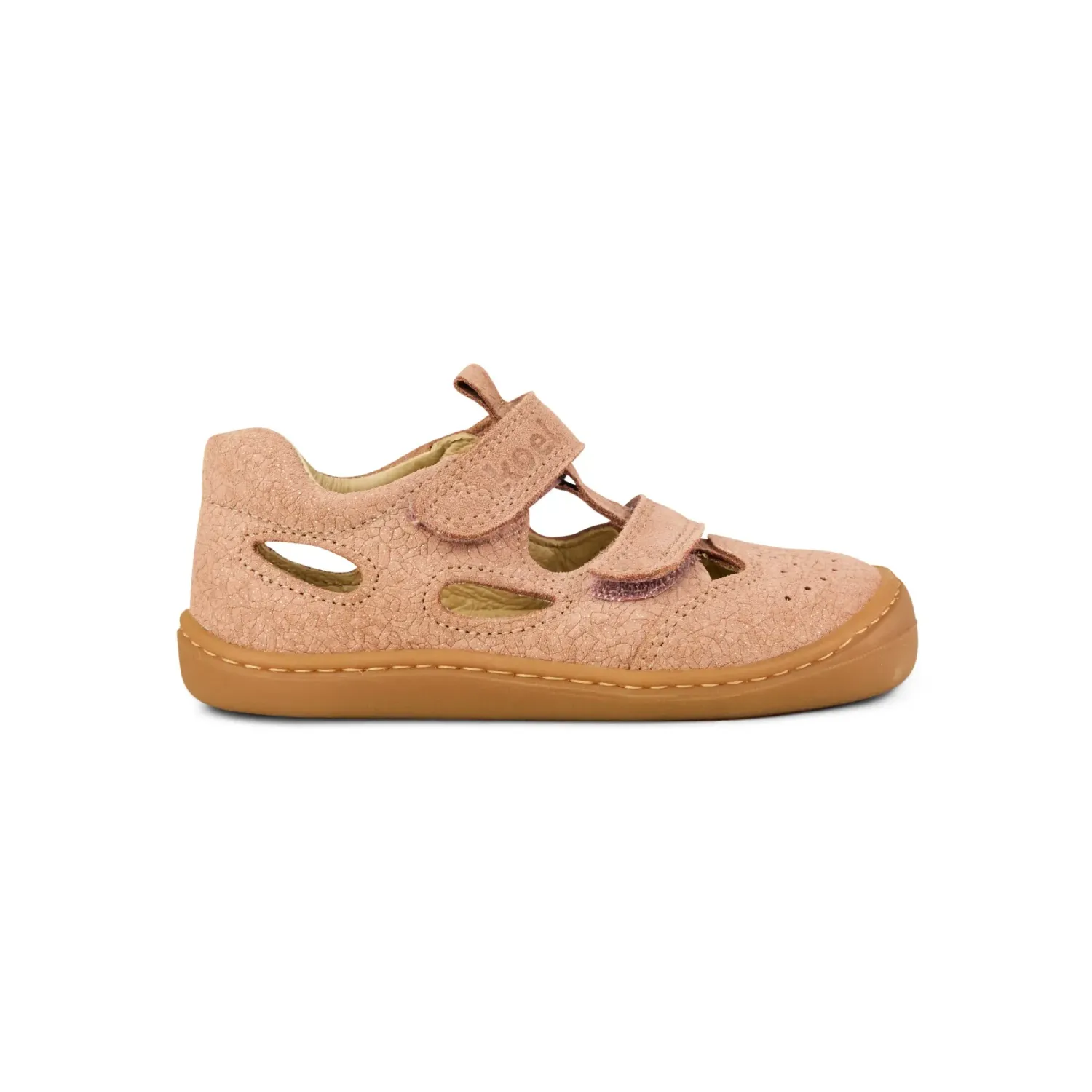 KOEL BEP Fantasy Altrosa Kinder Barfußsandale Seitenansicht mit flexibler Classic-Sohle