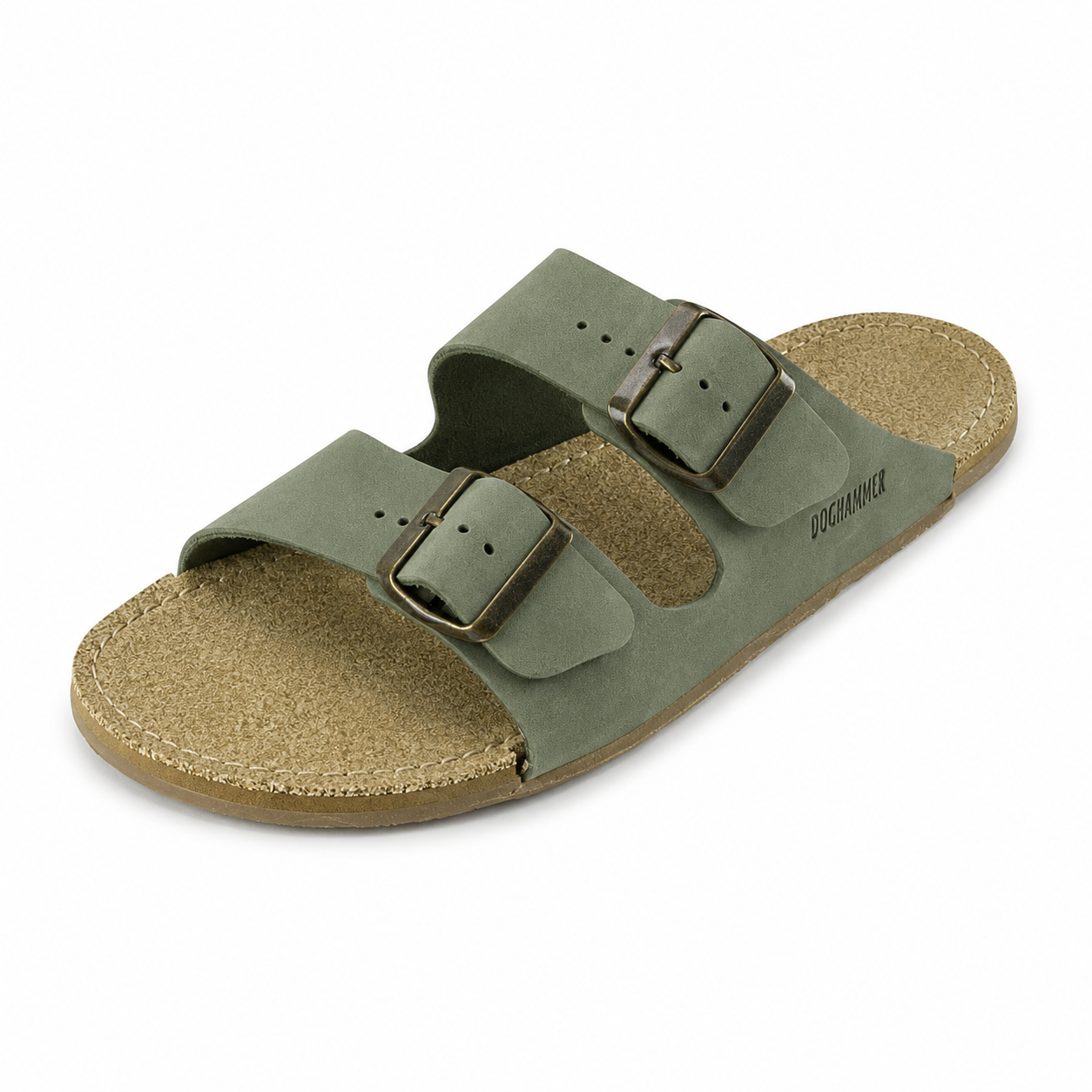 Doghammer Terrar Letto Eucalyptus Barfuß Schlappen aus grünem Leder für Damen und Herren