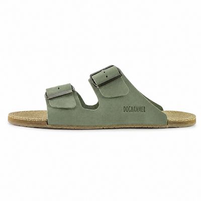 Doghammer Terrar Letto Eucalyptus Barfuß Schlappen aus grünem Leder für Damen und Herren