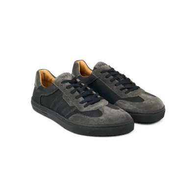 KOEL HELIO SUEDE schwarze Barfuß Sneaker Herren aus Leder und Veloursleder