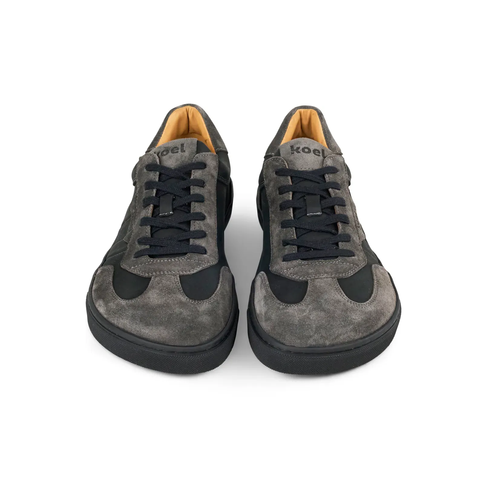 KOEL HELIO SUEDE schwarze Barfuß Sneaker Herren aus Leder und Veloursleder