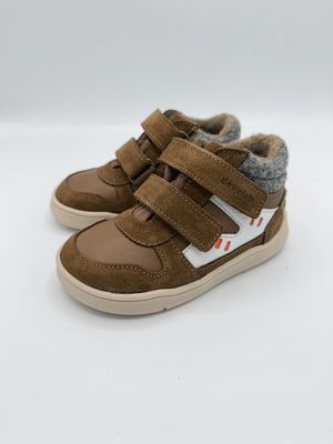 Develab Mandal TEX Barfuß-Sneaker Kinder | Merino Cognac Develab TEX Barfuß-Sneaker für Kinder in Cognac mit Merinowolle und Klettverschluss