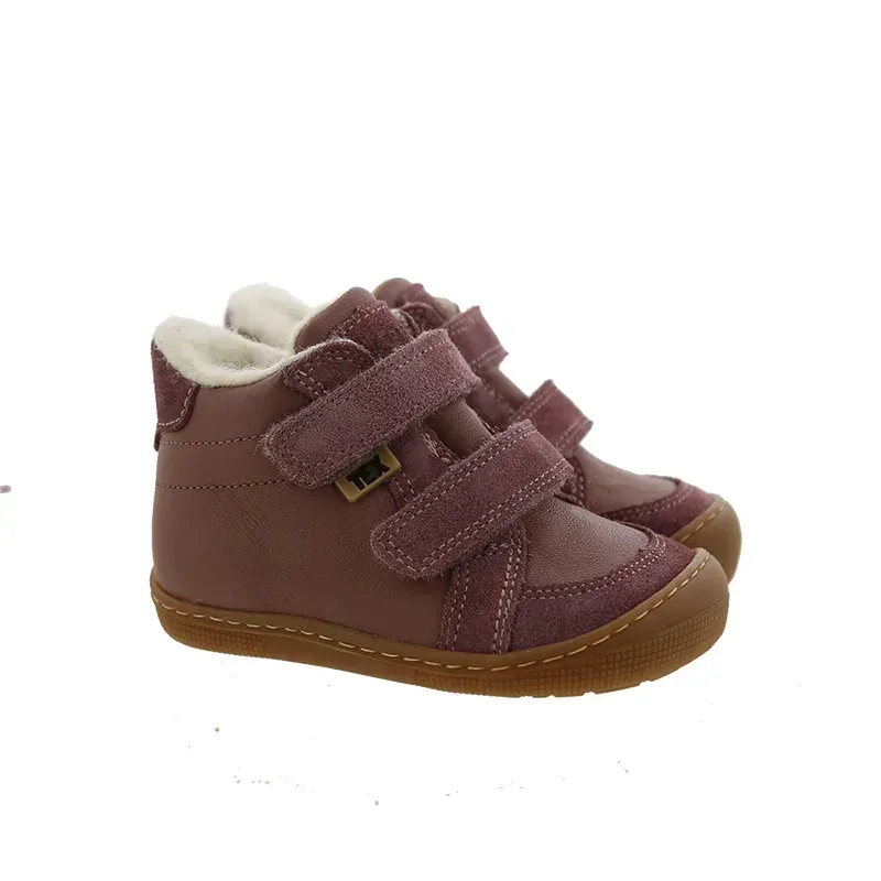 KOEL DIMO Nappa Altrosa - warme Winterbarfußschuhe für Mädchen mit Tex-Membran und Wollfutter