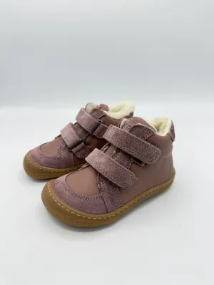 KOEL Dimo Nappa Altrosa | Barfuß Winterschuhe Mädchen KOEL Dimo Old Pink – gefütterte Kinder Barfußschuhe in Altrosa
