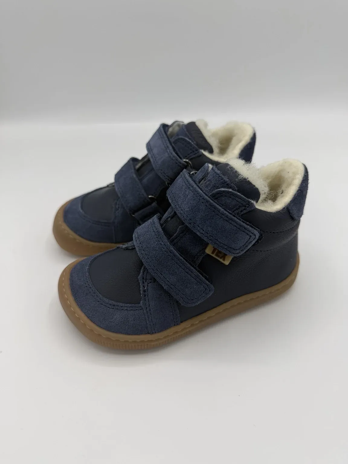 KOEL Dimo Nappa Blau warme Barfußschuhe Kinder Winter mit Texmembran und Profilsohle