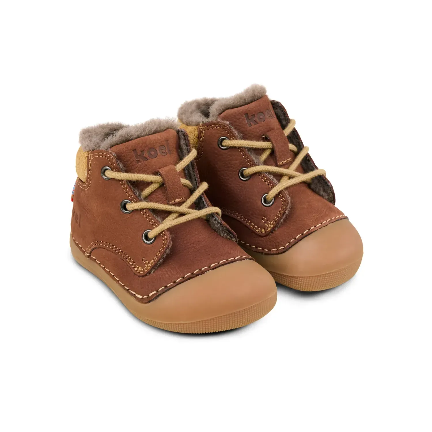 KOEL Ava Chocolate Barfuß Lauflernschuhe Winter aus braunem Leder