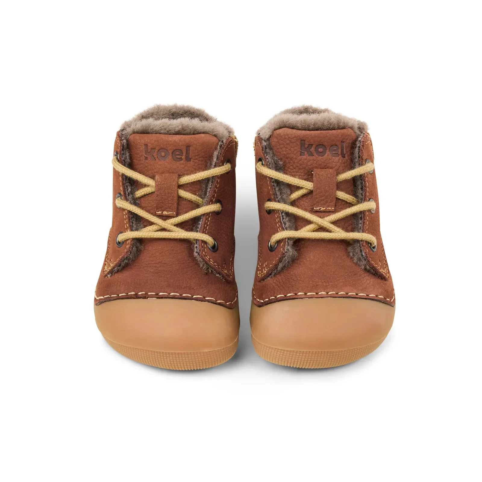 KOEL Ava Chocolate Barfuß Lauflernschuhe Winter aus braunem Leder