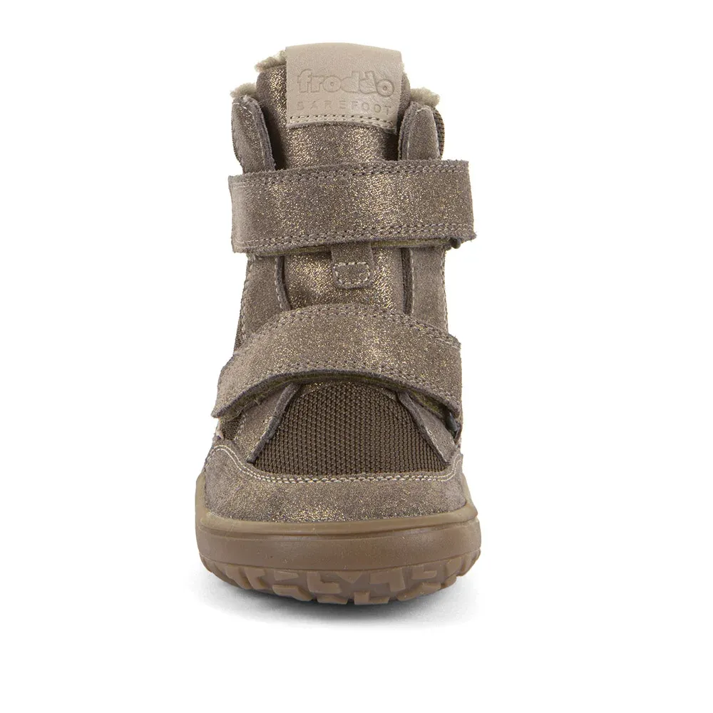 Froddo Winter TEX Bronze Winter Barfußschuhe Mädchen mit leichtem Glitzer