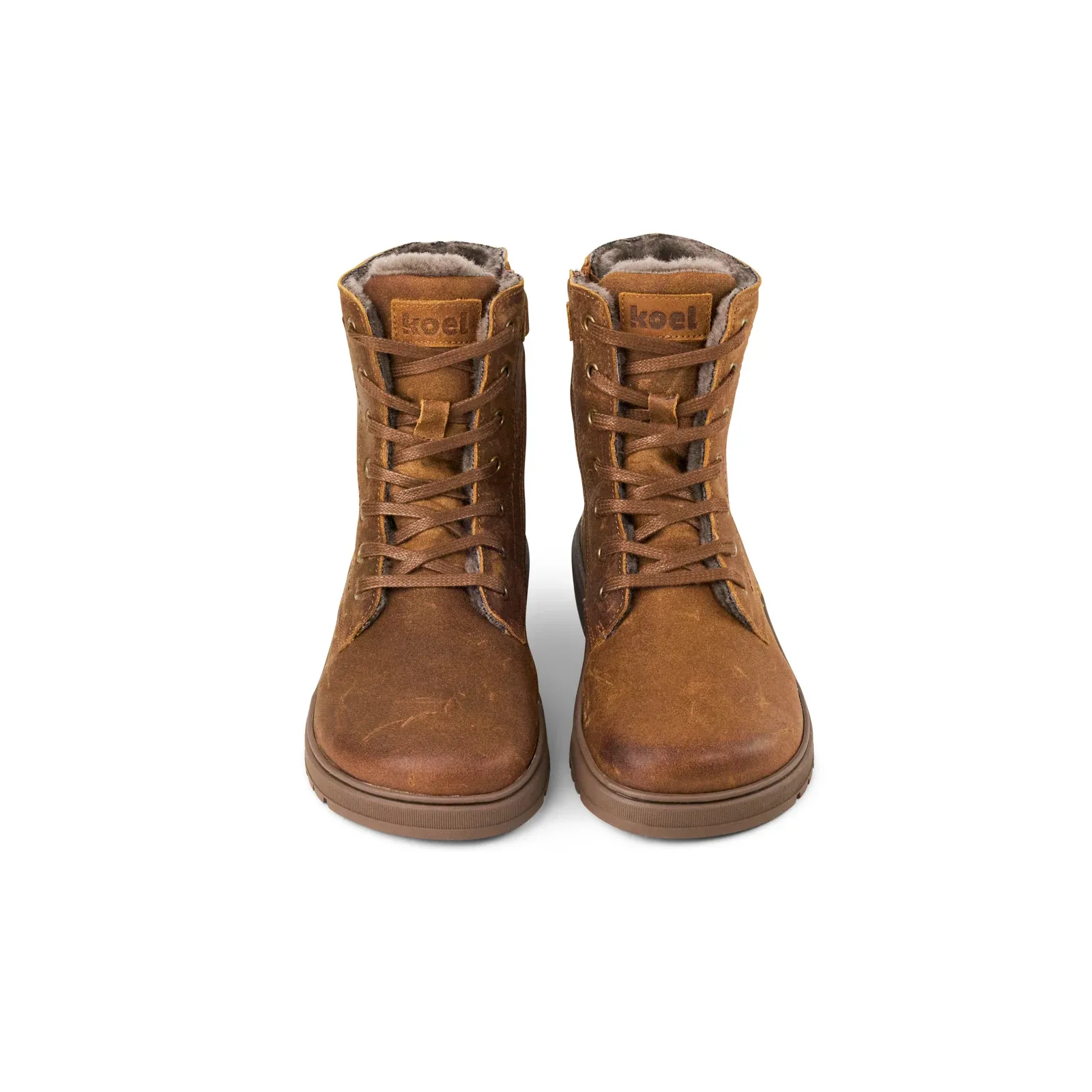 KOEL Galyon Wool Taupe – warme Barfuß-Winterstiefel für Damen