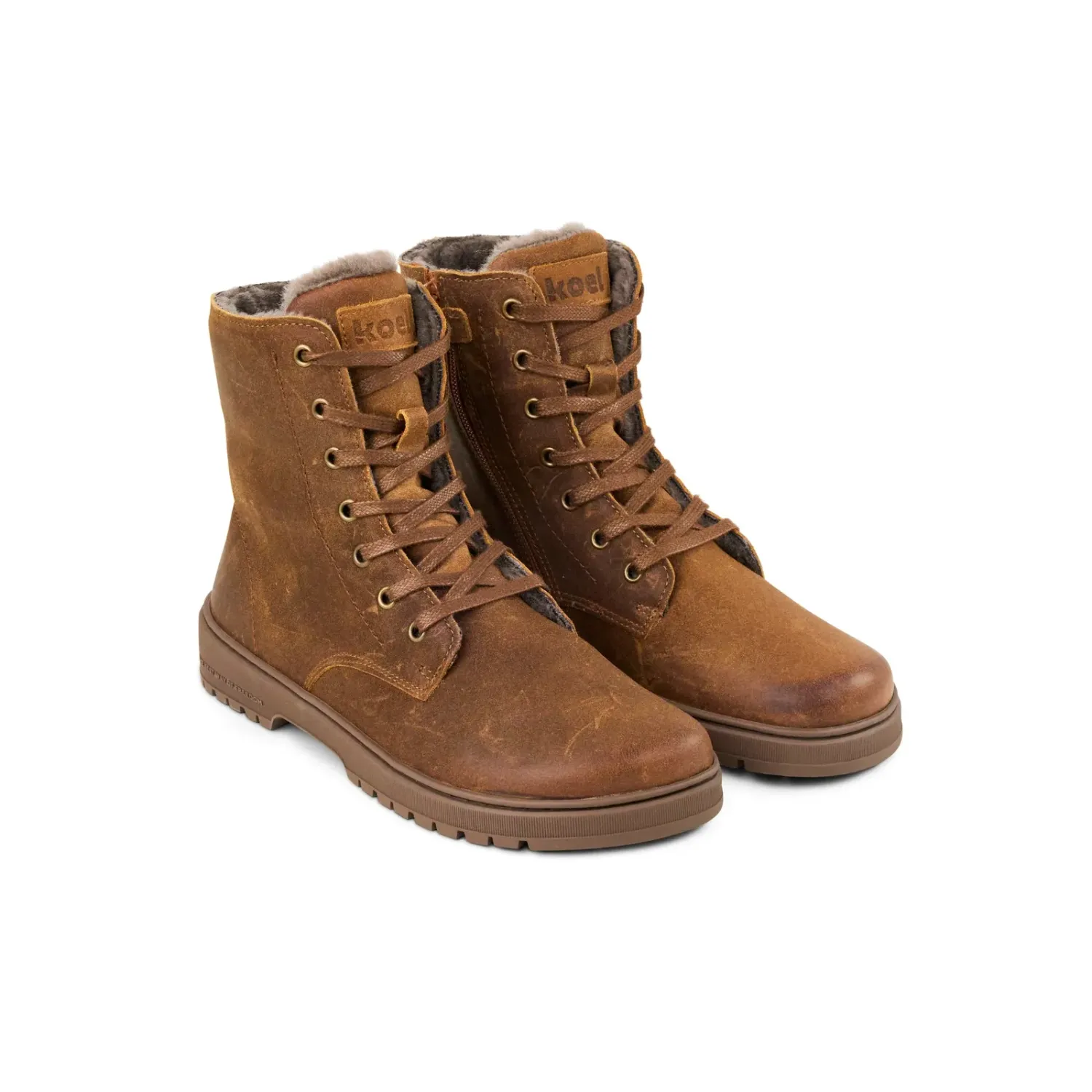 KOEL Galyon Wool Taupe – warme Barfuß-Winterstiefel für Damen