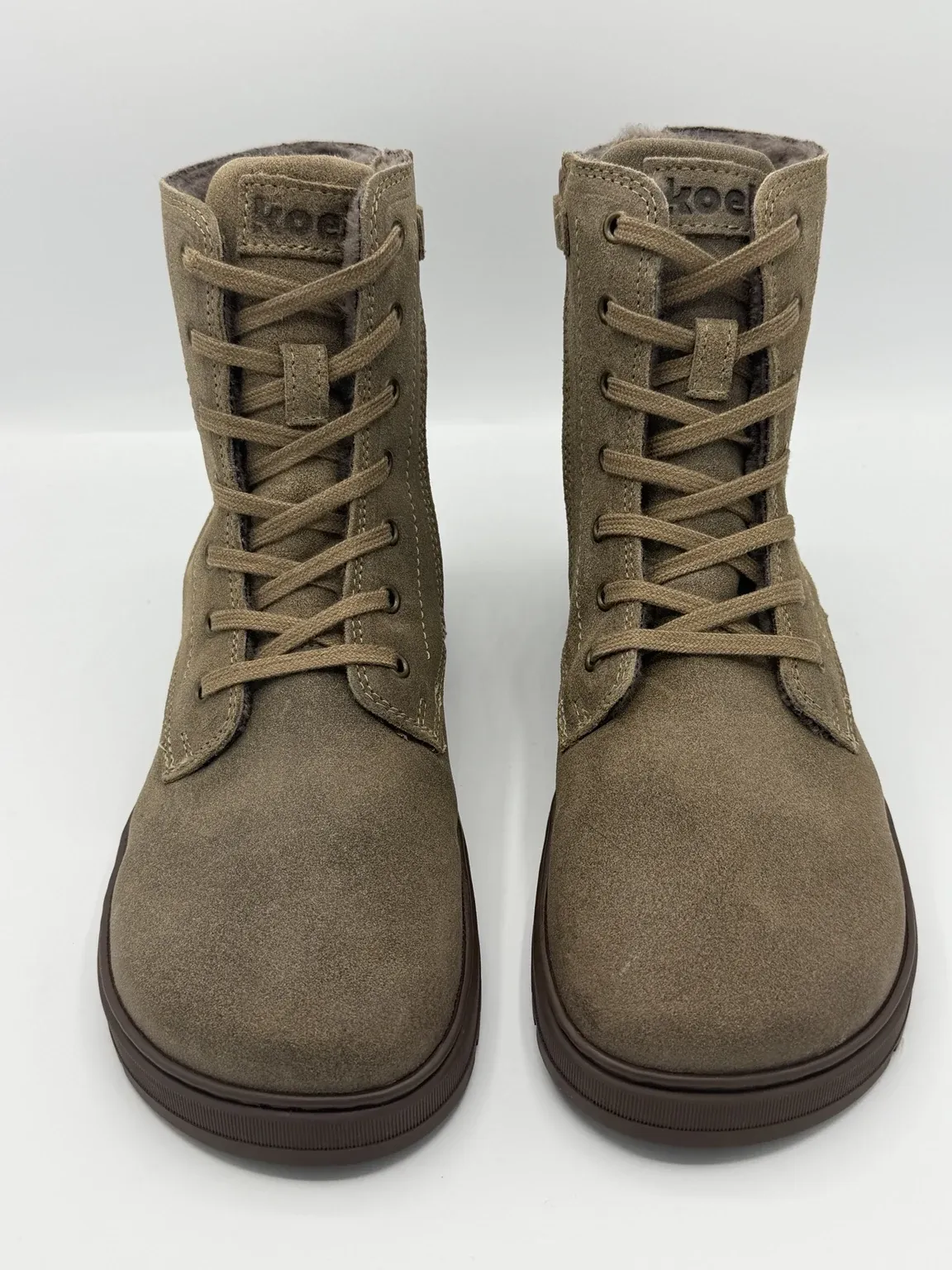KOEL Galyon Wool Taupe – warme Barfuß-Winterstiefel für Damen