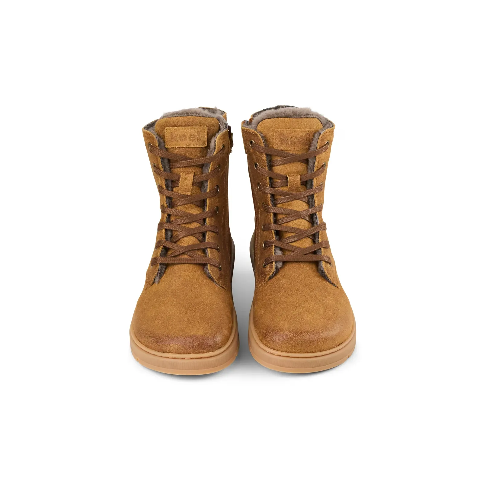 KOEL Galyon Wool Cognac – warme Barfuß-Winterstiefel für Damen