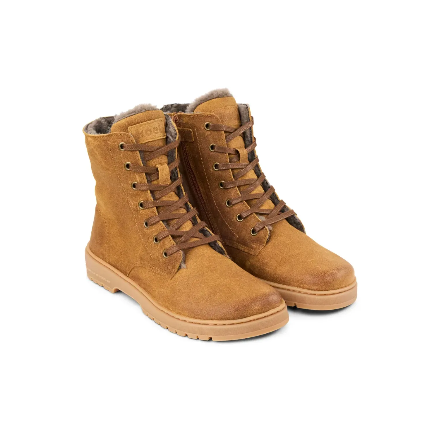 KOEL Galyon Wool Cognac – warme Barfuß-Winterstiefel für Damen