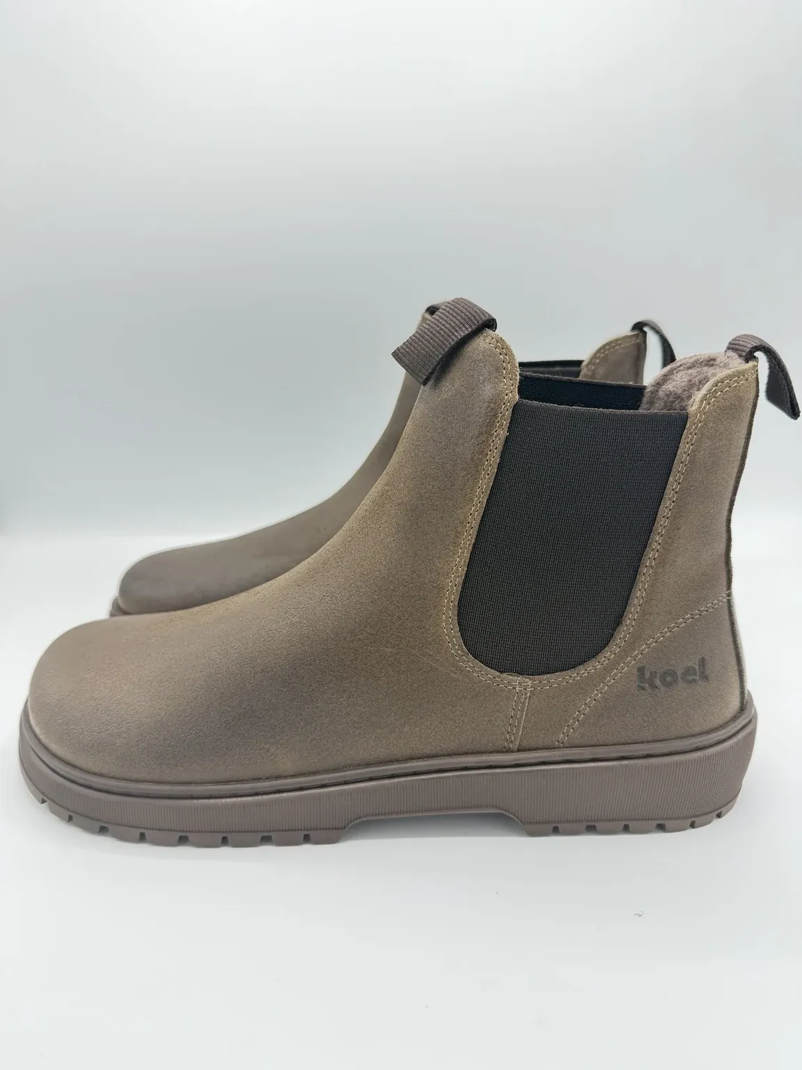 KOEL Gavien Suede Felt Braun – gefütterte Barfuß-Chelsea-Boots für Damen