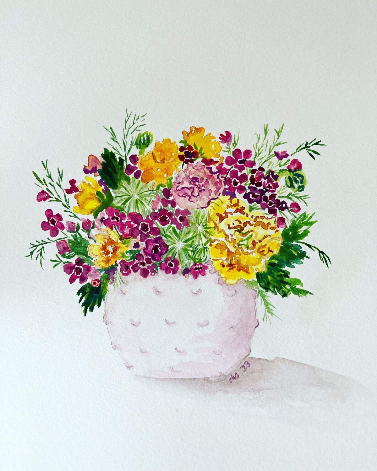 “Ranunculus and Mountain Heather” Print, 8 x 10