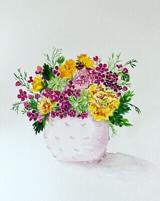 “Ranunculus and Mountain Heather” Print, 8 x 10