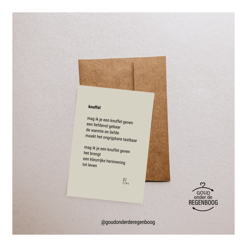 Kaart met gedicht "Knuffel"