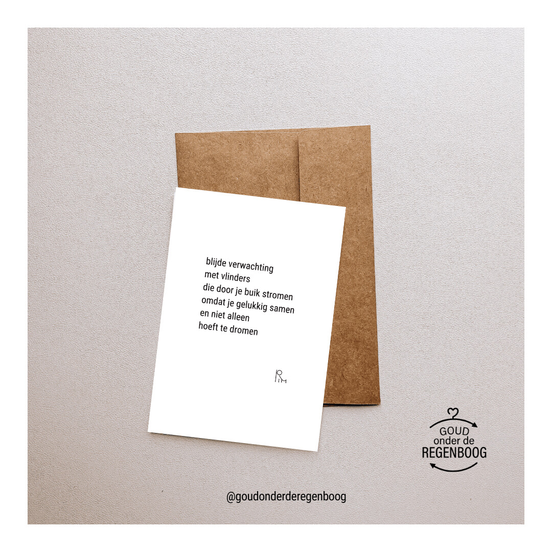 Kaart met gedicht "Blijde verwachting"