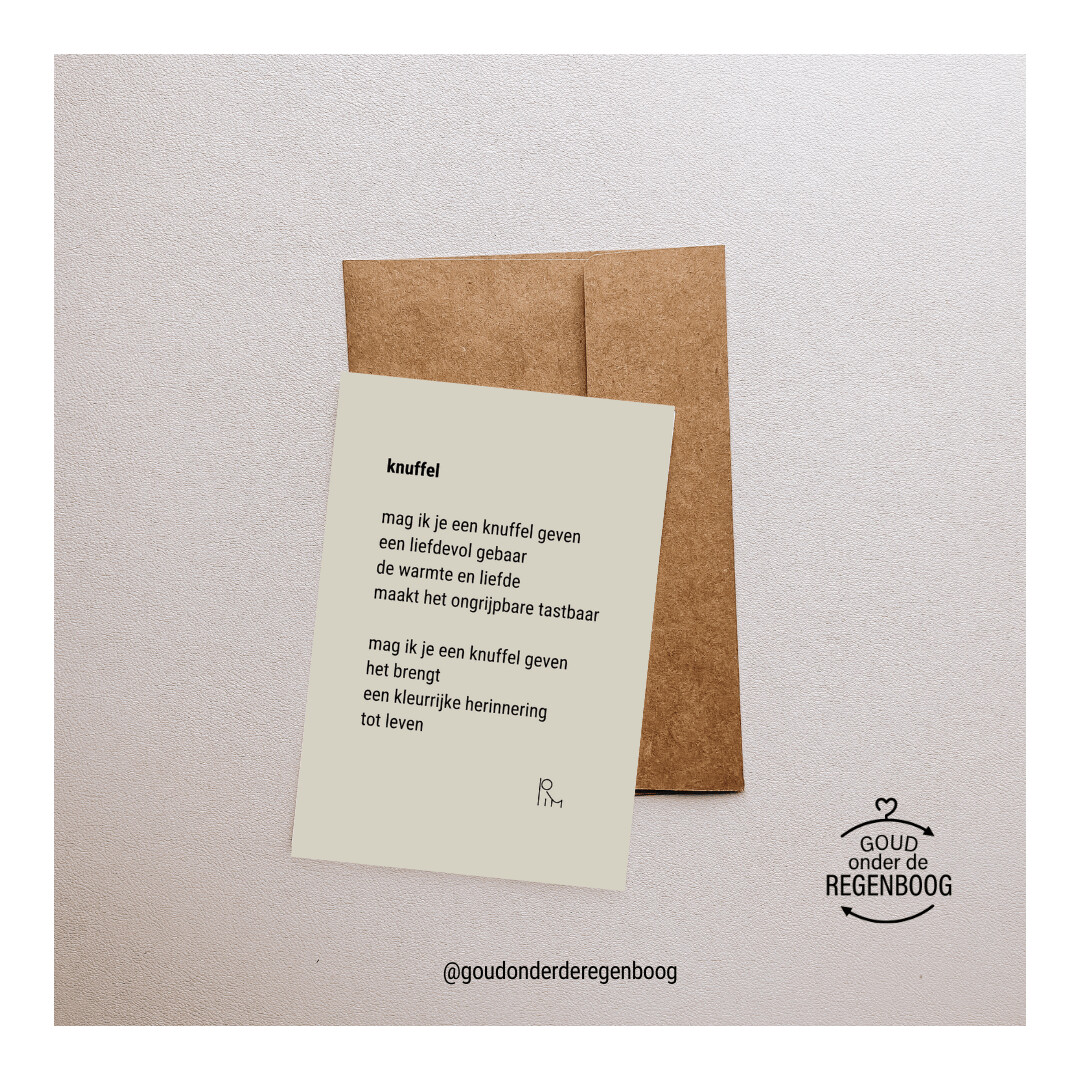 Kaart met gedicht "Knuffel"