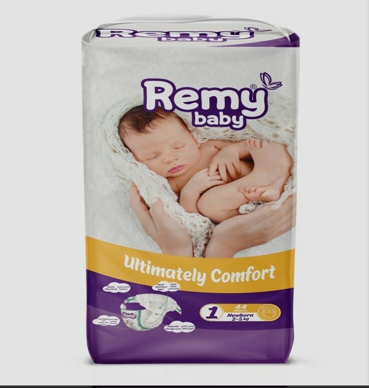 حفاظات ريمي بيبي رقم 1 الباله 5كيس الكيس 44حفاضه 220حفاضه الباله الوزن من2كيلو الى 5كيلو
