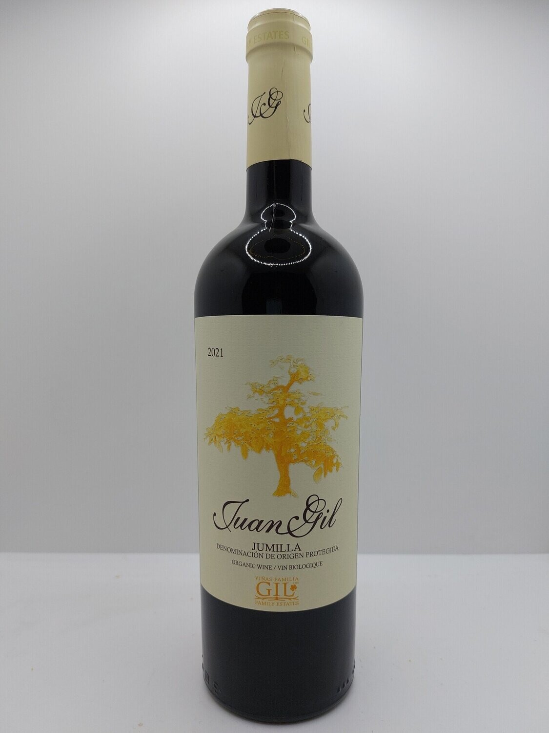 Botella de vino Juan Gil  etiqueta amarilla 750 ml