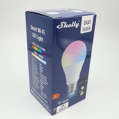 Shelly Duo RGBW - 9W/800lm/E27 värisäädettävä WiFi-lamppu
