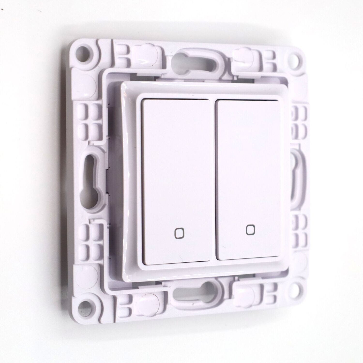 Shelly Wall Switch 2 - valkoinen kaksipainikkeinen kytkin ja pidike Plus-tuotteet / Dimmer 2