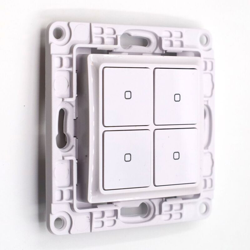 Shelly Wall Switch 4 - valkoinen nelipainikkeinen kytkin ja pidike Plus / Gen3 / Gen4 -laitteille