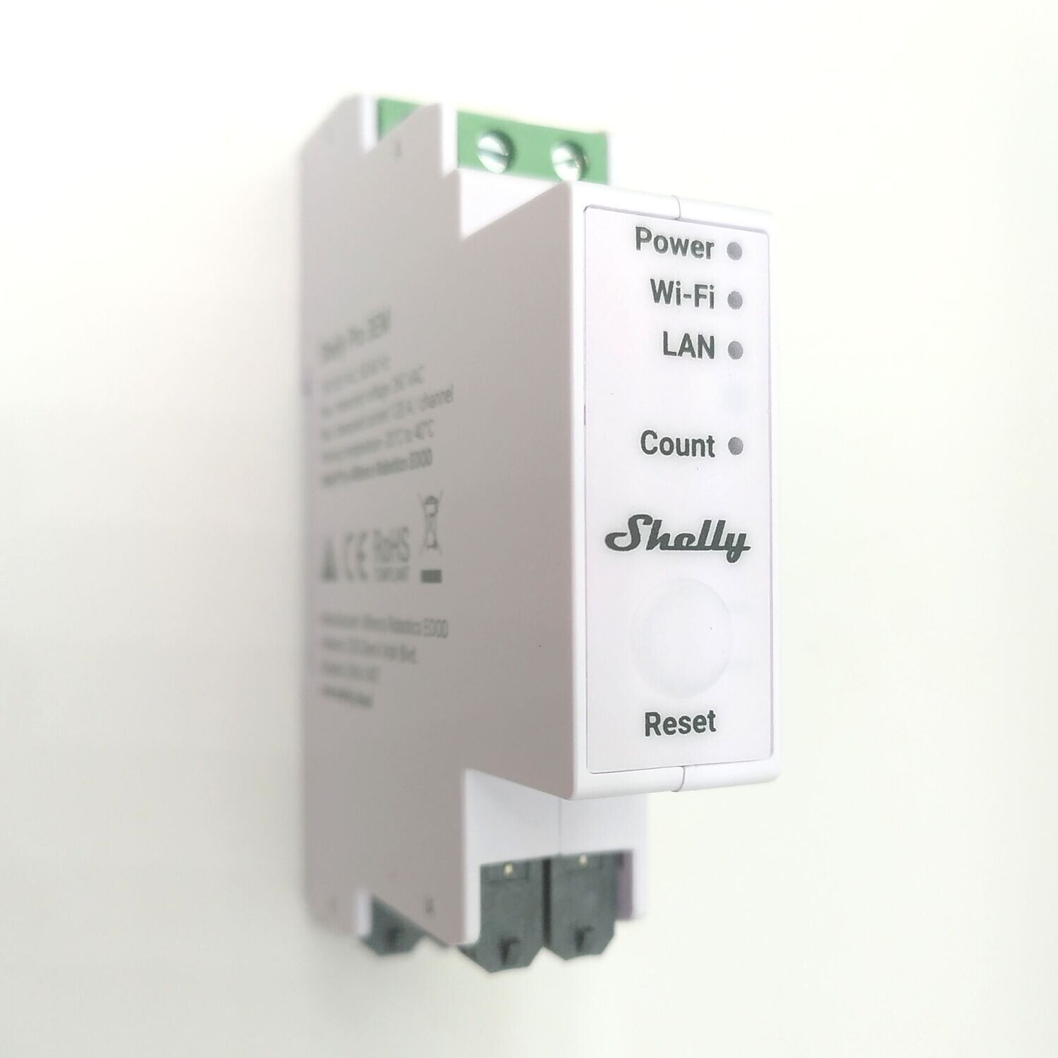Shelly Pro 3EM - 3x120A ohjelmoitava WiFi / Ethernet -energiamittari DIN-kiskoon