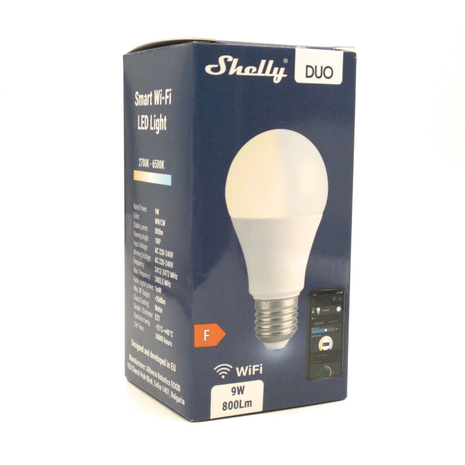 Shelly Duo - 9W/800lm WiFi-lamppu säädettävällä värilämpötilalla ja E27-kannalla