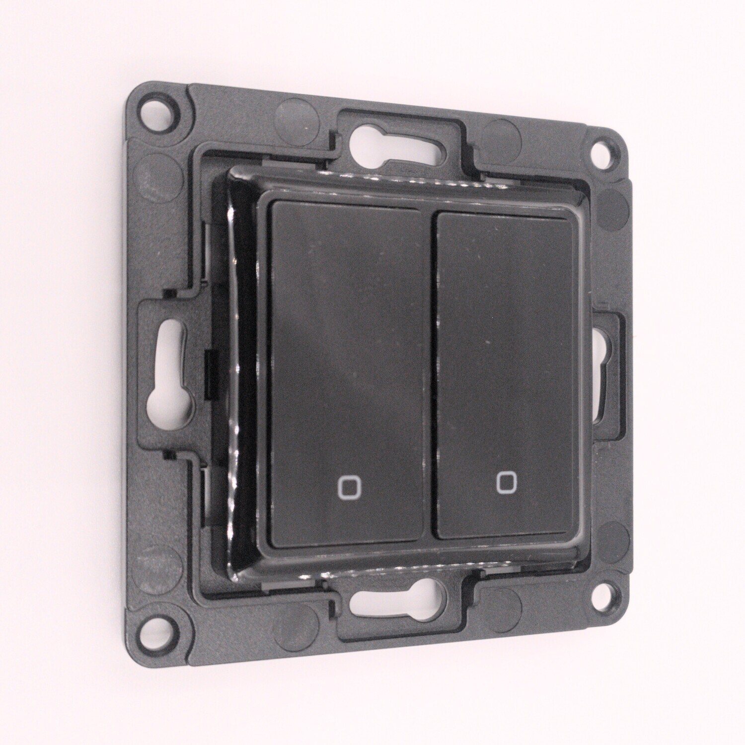 Shelly Wall Switch 2 - musta kaksipainikkeinen kytkin ja pidike Plus / Gen3 / Gen4 -laitteille